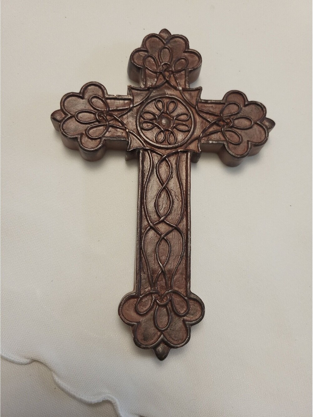 Decorative Wooden 4x6"  Cross with Intricate Carved Design